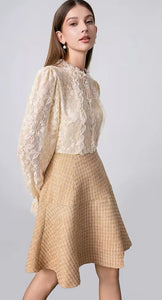 Baby Chic Tweed & Lace Dress