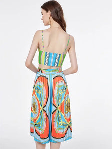 *NEW Bra Spaghetti Strap Crop Top + Pleated Midi Skirt - comes in three colours
