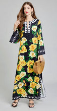 Load image into Gallery viewer, Rose Flower Printed Loose Maxi Dress - comes in yellow &amp; Black