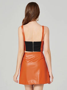 Soft PU Leather Two Piece Set - comes in orange and black