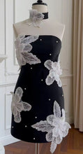 Load image into Gallery viewer, Embroidered Flowers &amp; Pearls Mini Dress with matching chocker