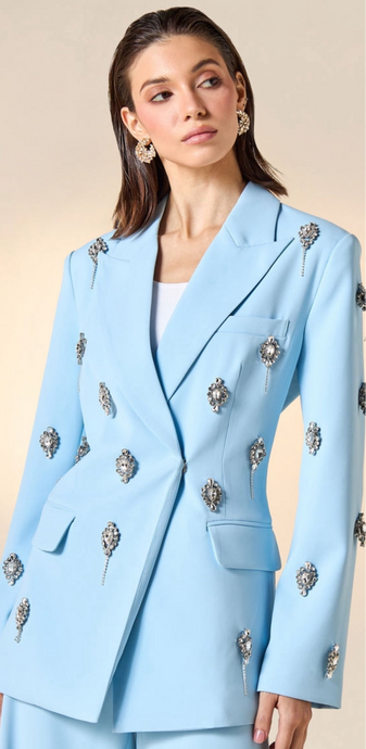 Diamonds Feather Lapel Flare Trousers Suit