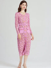 Load image into Gallery viewer, Pink Lace midi dress