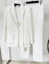 Load image into Gallery viewer, Staple White Blazer &amp; High Waisted Wide Trouser Suit with Neck Tie