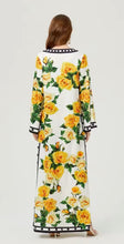 Load image into Gallery viewer, Rose Flower Printed Loose Maxi Dress - comes in yellow &amp; Black