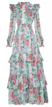 Load image into Gallery viewer, Muted Flower meadow tiered maxi dress