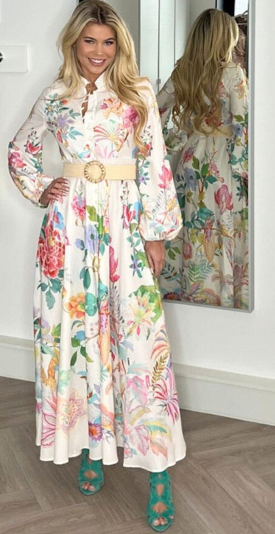 Floating On Heaven Maxi Dress with belt