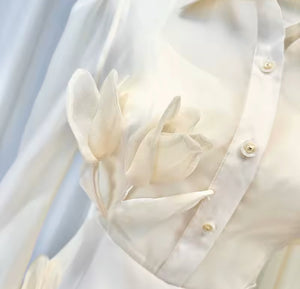 Angel Appliqué Cream Mini Dress
