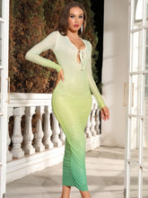Load image into Gallery viewer, Gradient Diamond Green Mid-Calf Bodycon Dress