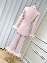 Load image into Gallery viewer, Lapel Single Breasted Long Sleeve Blazer &amp; Feather Flare Trousers