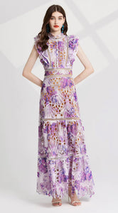 Hollow Out Flower Embroidery Maxi Dress - Comes in three colour ways