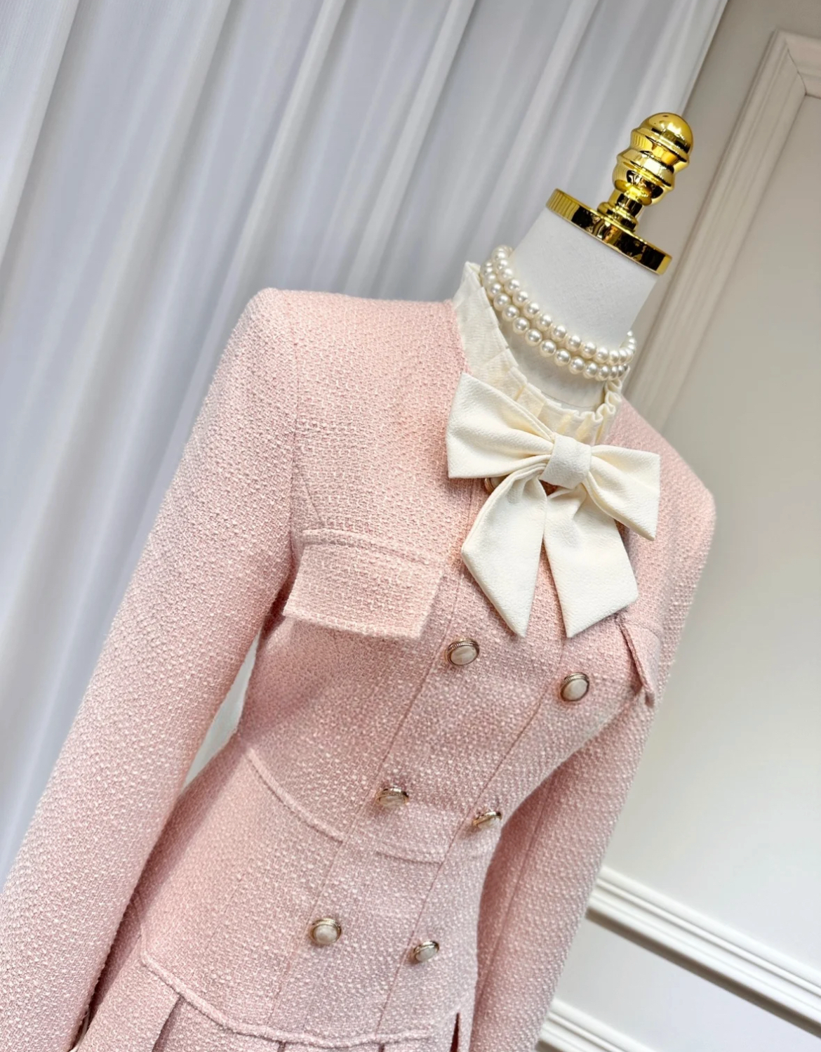 Princess Cute Sweet Tweed Dress with Detachable Bow