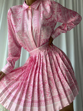 Load image into Gallery viewer, Pinky Cotton Geometric Shirt and Pleated Mini Skirt