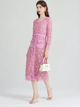 Load image into Gallery viewer, Pink Lace midi dress