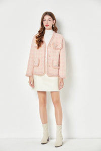 Pinky Wool Cardigan with pearls