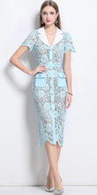 Load image into Gallery viewer, Blue Ocean Lace Midi Dress