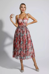 Faded rose bralette style midi dress