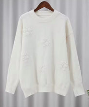 Load image into Gallery viewer, Wonderland White Embroidery Knitted Sweater