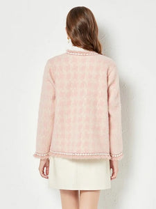 Pinky Wool Cardigan with pearls