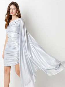 Silver Lining Glossy Asymmetrical MIDI Dress