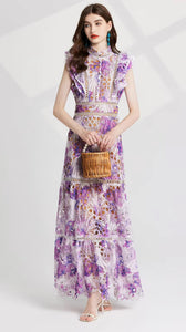Hollow Out Flower Embroidery Maxi Dress - Comes in three colour ways