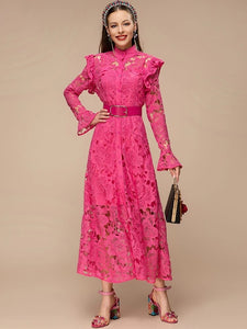 Lacey Lace Maxi Dress with belt - comes in three colourways