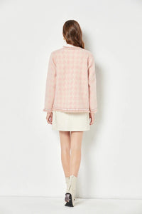 Pinky Wool Cardigan with pearls