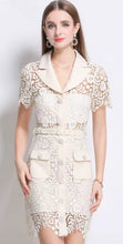 Load image into Gallery viewer, Chic Lace Button-Up Dress with Collar and Pockets - Available in Pink and Cream