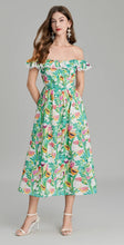 Load image into Gallery viewer, Tropical Off The Shoulder Midi Dress