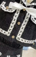 Load image into Gallery viewer, Black and White Tweed Suit with Detachable Bow