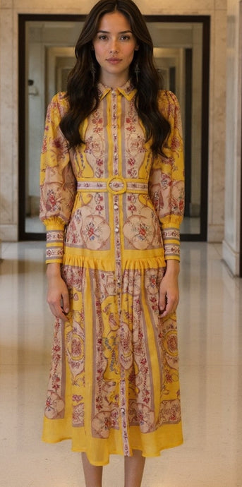Vintage Lateen Sleeve Midi Dress