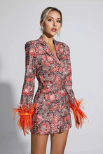 Load image into Gallery viewer, Feather Cuff Blazer Dress
