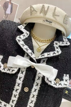 Load image into Gallery viewer, Black and White Tweed Suit with Detachable Bow