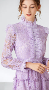 Lilac Lavender lace Midi dress