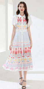 Tulip & flowers patterned maxi dress