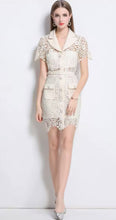 Load image into Gallery viewer, Chic Lace Button-Up Dress with Collar and Pockets - Available in Pink and Cream