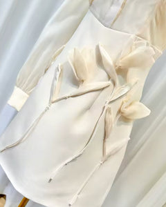 Angel Appliqué Cream Mini Dress