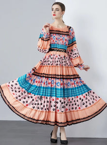 Vintage Floral Print MIDI Dress