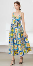 Load image into Gallery viewer, When life gives you lemons strappy midi dress