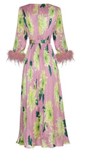 Load image into Gallery viewer, Tassel Pink floral Printed Pleated Dress with belt