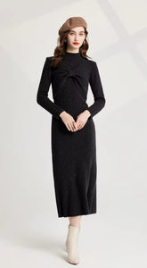 Knitted Criss-Cross Bow Pullover & Midi Dress - comes in three colours