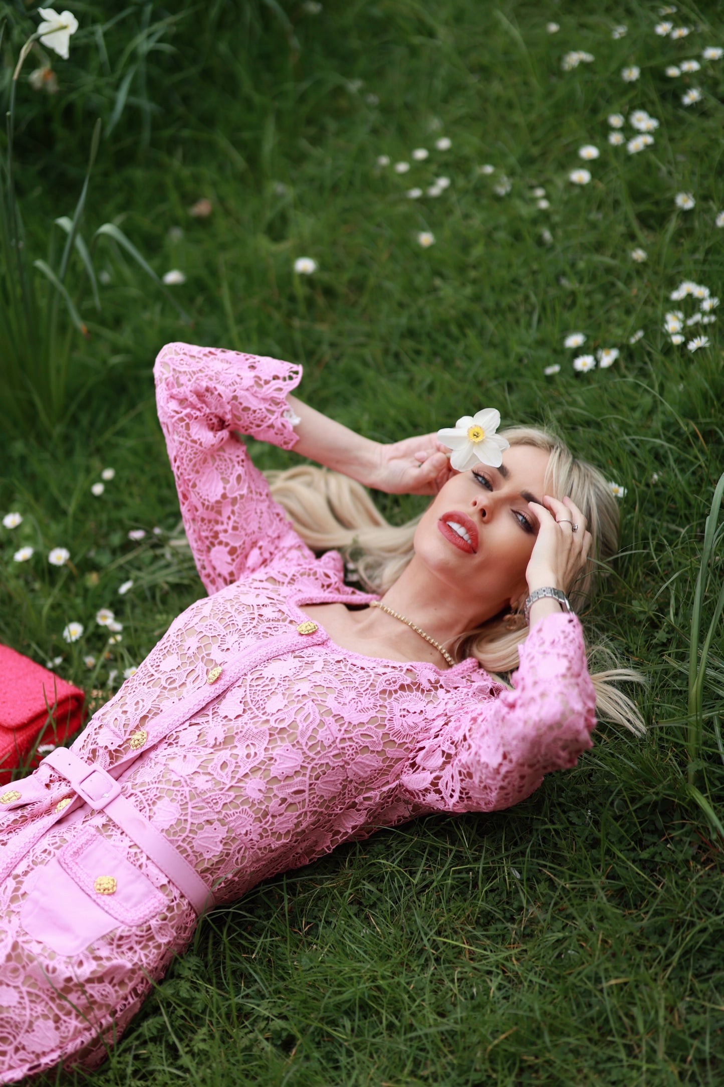 Pink Lace midi dress