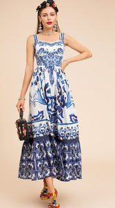 Tile Love Midi Dress - comes in blue and green