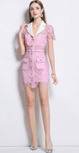 Load image into Gallery viewer, Chic Lace Button-Up Dress with Collar and Pockets - Available in Pink and Cream