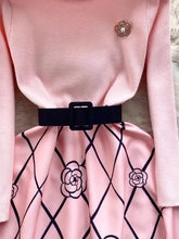Load image into Gallery viewer, Poppy Dress with Brooch and Belt - comes in pink and black
