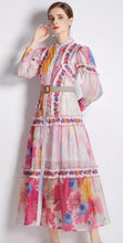 Load image into Gallery viewer, Bright floral vibes maxi dress with belt
