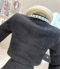 Load image into Gallery viewer, Black and White Tweed Suit with Detachable Bow