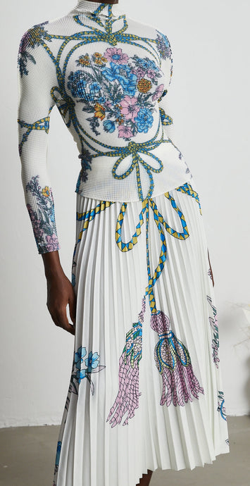 Butterflies and flowers Top and pleated Skirt