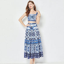 Load image into Gallery viewer, Spaghetti Strap and Maxi Skirt Tile Set - comes in blue and red