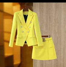 Load image into Gallery viewer, Luxury Blazer &amp; Skirt Suits with Gold finishing  - Comes in 8 colours